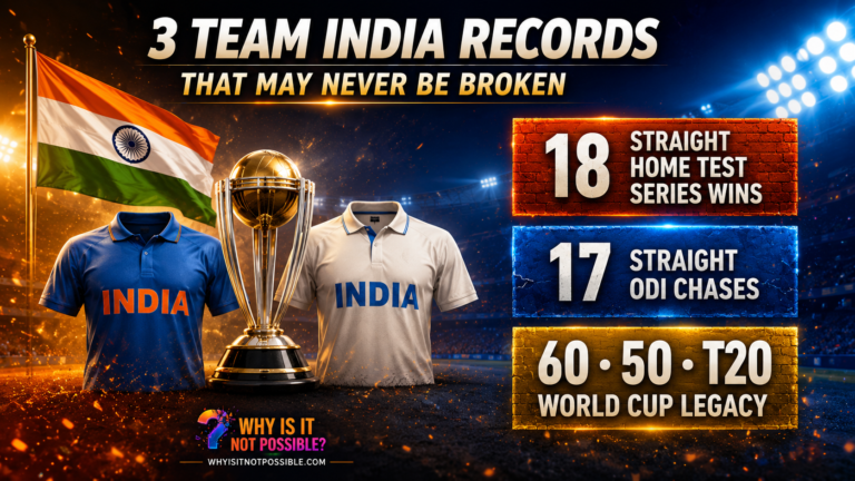 Three Team India records: 18 home Test series wins, 17 successful ODI chases and World Cup titles in 60-over, 50-over and T20 formats.