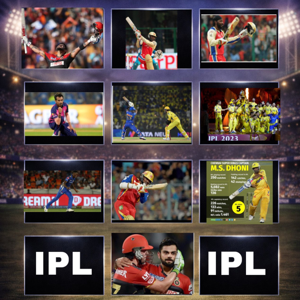 Collage of iconic IPL cricket moments showing the top 10 IPL records that may never be broken