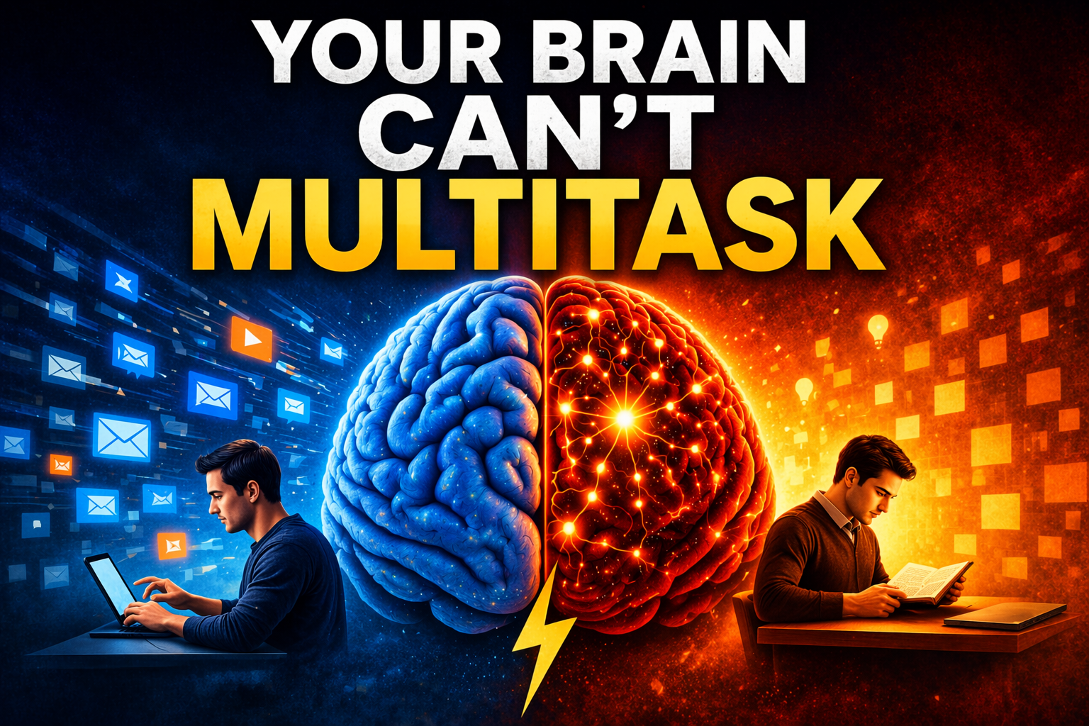 Human brain multitasking and attention switching showing why true multitasking is not possible