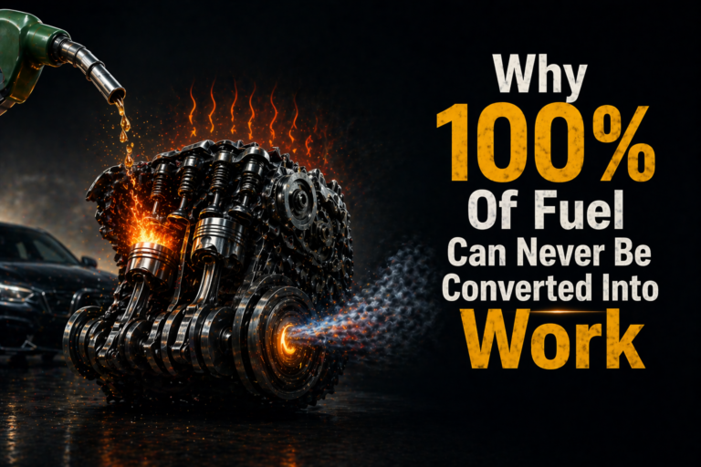 Fuel engine heat loss showing why 100 percent of fuel can never be converted into useful work