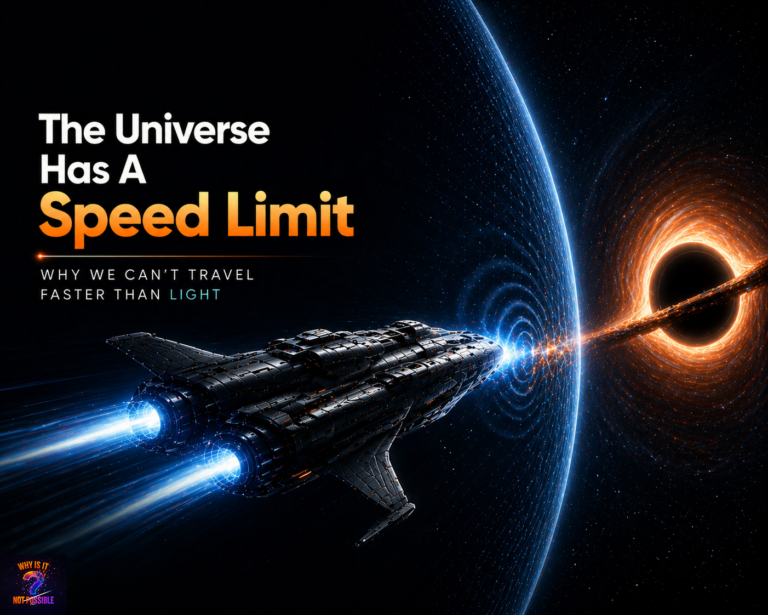 Spaceship approaching a warped light-speed barrier showing why faster-than-light travel is probably impossible