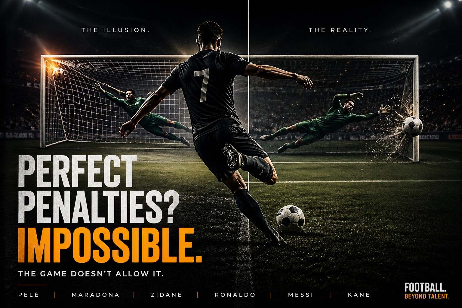 Football penalty kick pressure showing why perfect penalty conversion is impossible