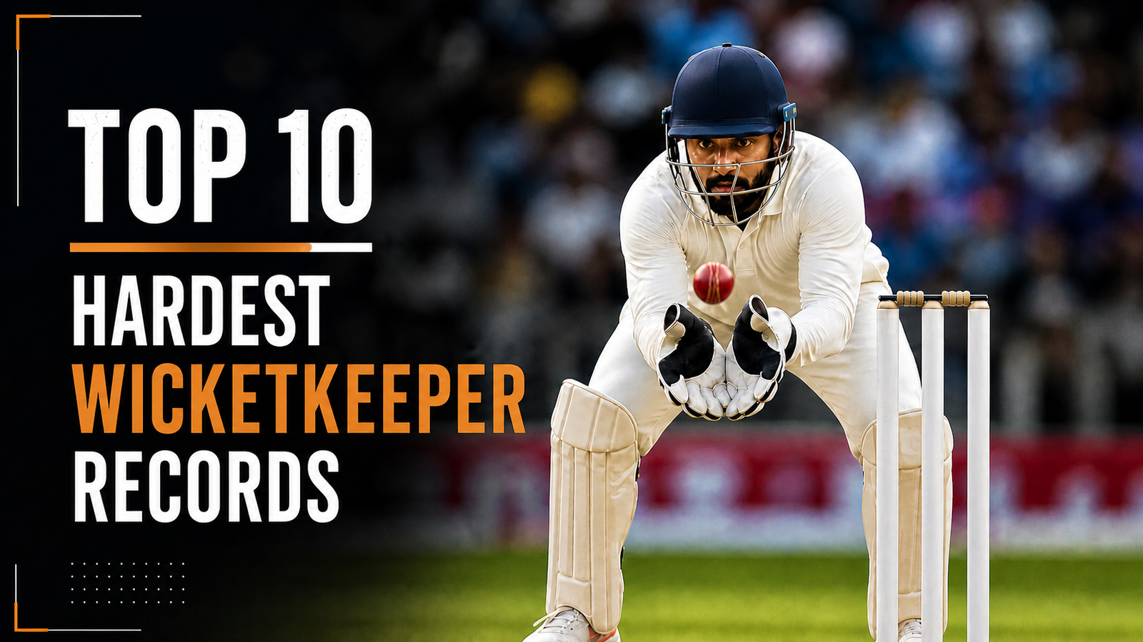 Wicketkeeper catching a cricket ball behind the stumps showing the top 10 hardest wicket-keeper records in ODI and Test cricket