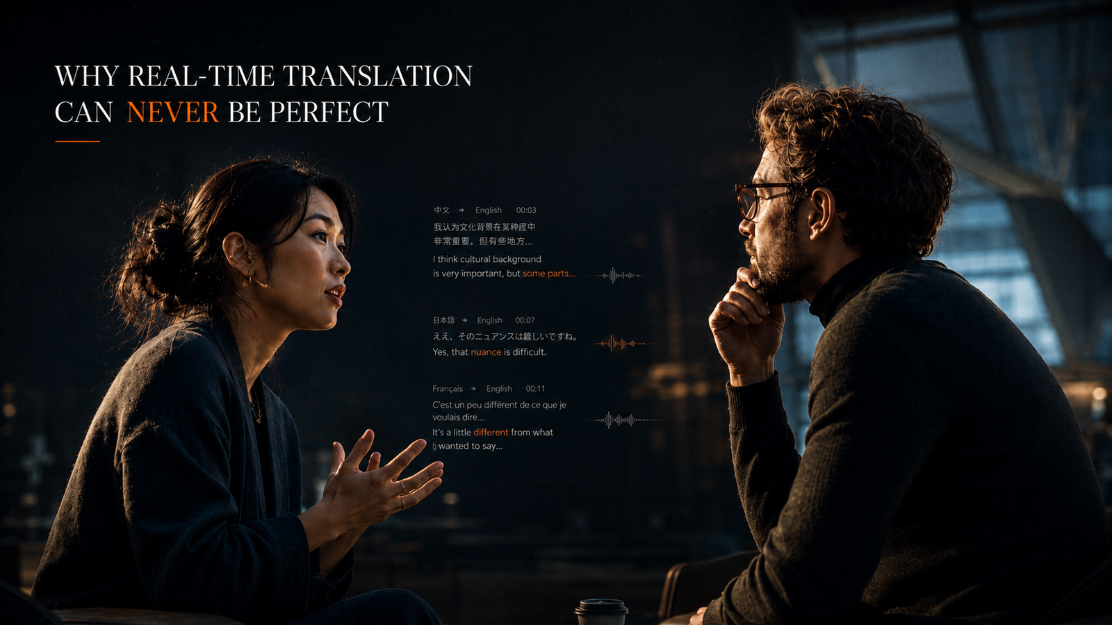 Real-time translation technology showing why AI translation can never be perfect